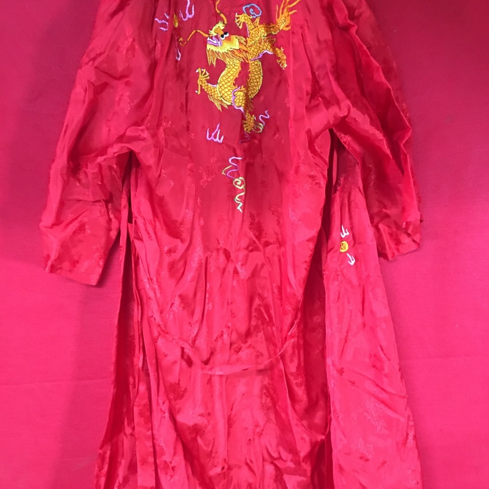 Red Dragon Embroidered Fabric View 2